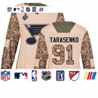 Blues #91 Vladimir Tarasenko Camo Authentic 2017 Veterans Day Stanley Cup Final Bound Women's Stitched Hockey Jersey