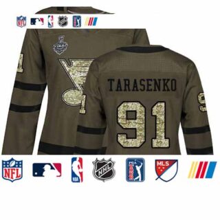 Blues #91 Vladimir Tarasenko Green Salute to Service Stanley Cup Final Bound Women's Stitched Hockey Jersey
