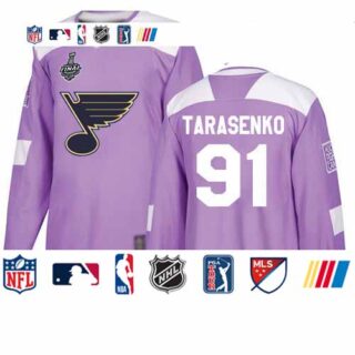 Blues #91 Vladimir Tarasenko Purple Authentic Fights Cancer Stanley Cup Final Bound Stitched Youth Hockey Jersey