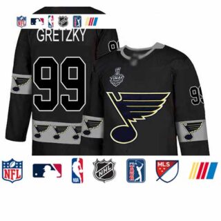 Blues #99 Wayne Gretzky Black Authentic Team Logo Fashion Stanley Cup Final Bound Stitched Hockey Jersey