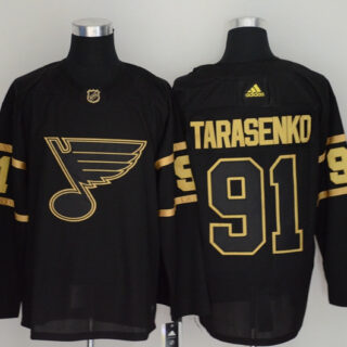 Blues 91 Vladimir Tarasenko Black Gold Adidas Jersey