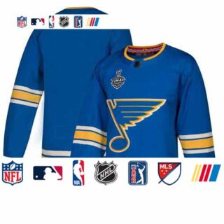 Blues Blank Blue Alternate Authentic Stanley Cup Final Bound Stitched Hockey Jersey