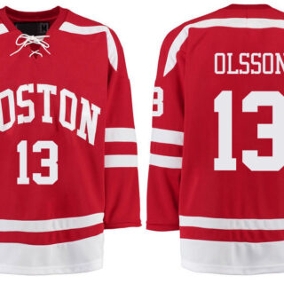 Boston University Terriers BU 13 Nikolas Olsson Red Stitched Hockey Jersey