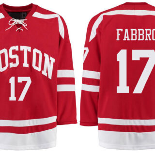 Boston University Terriers BU 17 Dante Fabbro Red Stitched Hockey Jersey