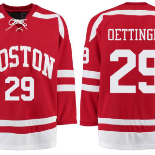 Boston University Terriers BU 29 Jake Oettinger Red Stitched Hockey Jersey