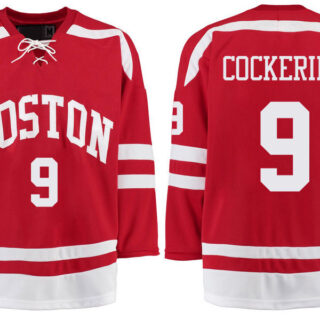 Boston University Terriers BU 9 Logan Cockerill Red Stitched Hockey Jersey