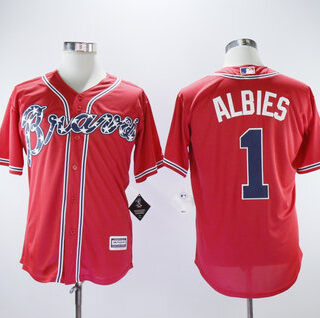 Braves 1 Ozzie Albies Red Cool Base Jersey