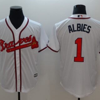 Braves 1 Ozzie Albies White Cool Base Jersey