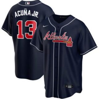 Braves 13 Ronald Acuna Jr. Navy 2020 Nike Cool Base Jersey