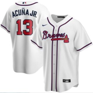 Braves 13 Ronald Acuna Jr. White 2020 Nike Cool Base Jersey