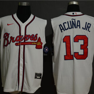 Braves 13 Ronald Acuna Jr. White Nike Cool Base Sleeveless Jersey