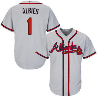 Braves #1 Ozzie Albies Grey New Cool Base Stitched Baseball Jersey