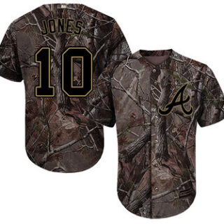 Braves #10 Chipper Jones Camo Realtree Collection Cool Base Stitched Youth Baseball Jersey