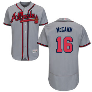 Braves #16 Brian McCann Grey Flexbase Authentic Collection Stitched Baseball Jersey