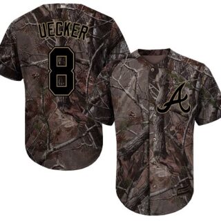 Braves #8 Bob Uecker Camo Realtree Collection Cool Base Stitched Baseball Jersey