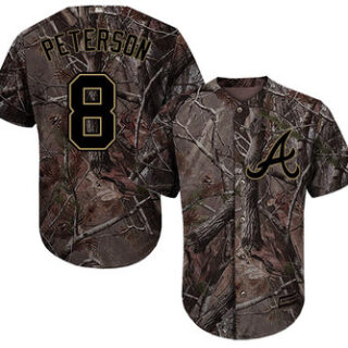 Braves #8 Jace Peterson Camo Realtree Collection Cool Base Stitched Baseball Jersey