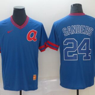Braves 24 Deion Sanders Blue Throwback Jersey