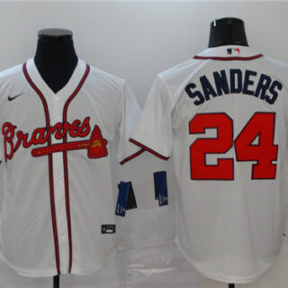 Braves 24 Deion Sanders White 2020 Nike Cool Base Jersey