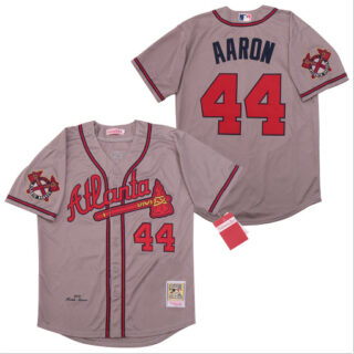 Braves 44 Hank Aaron Gray 1974 Cooperstown Collection Jersey