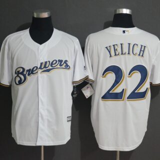 Brewers 22 Christian Yelich White Cool Base Jersey