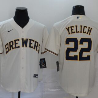 Brewers 22 Christian Yelich White Nike 2020 Cool Base Jersey