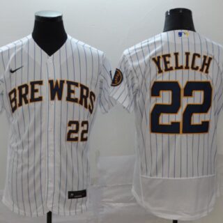 Brewers 22 Christian Yelich White Nike 2020 Flexbase Jersey