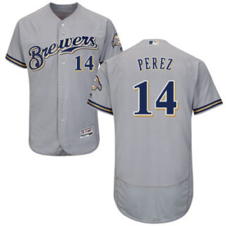Brewers #14 Hernan Perez Grey Flexbase Authentic Collection Stitched Baseball Jersey