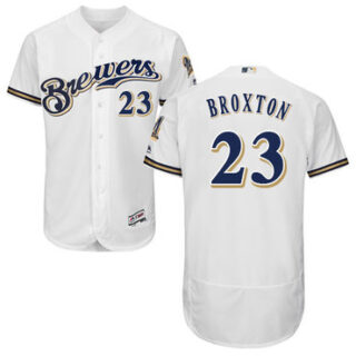 Brewers #23 Keon Broxton White Flexbase Authentic Collection Stitched Baseball Jersey