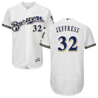 Brewers #32 Jeremy Jeffress White Flexbase Authentic Collection Stitched Baseball Jersey