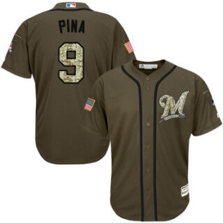 Brewers #9 Manny Pina Green Salute to Service Stitched Baseball Jersey