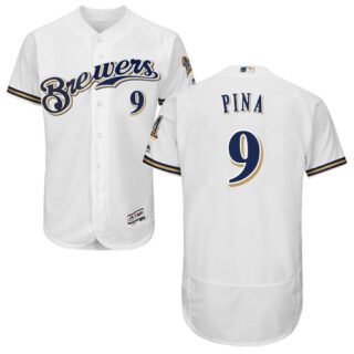 Brewers #9 Manny Pina White Flexbase Authentic Collection Stitched Baseball Jersey