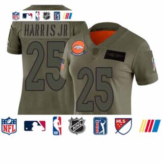 Broncos #25 Chris Harris Jr Camo Women's Stitched Football Limited 2019 Salute to Service Jersey