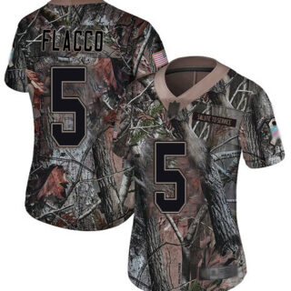 Broncos #5 Joe Flacco Camo Women's Stitched Football Limited Rush Realtree Jersey