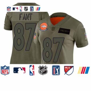 Broncos #87 Noah Fant Camo Women's Stitched Football Limited 2019 Salute to Service Jersey