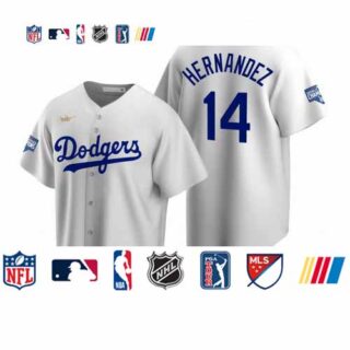 Brooklyn Dodgers #14 Enrique Hernandez White 2020 World Series Champions Cooperstown Collection Jersey
