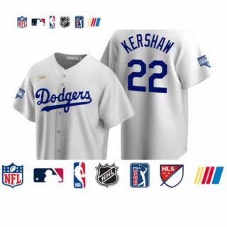 Brooklyn Dodgers #22 Clayton Kershaw White 2020 World Series Champions Cooperstown Collection Jersey