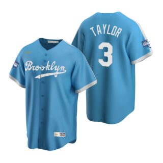 Brooklyn Dodgers #3 Chris Taylor Light Blue 2020 World Series Champions Cooperstown Collection Jersey