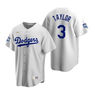 Brooklyn Dodgers #3 Chris Taylor White 2020 World Series Champions Cooperstown Collection Jersey