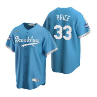 Brooklyn Dodgers #33 David Price Light Blue 2020 World Series Champions Cooperstown Collection Jersey