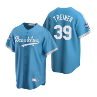 Brooklyn Dodgers #39 Blake Treinen Light Blue 2020 World Series Champions Cooperstown Collection Jersey