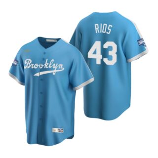 Brooklyn Dodgers #43 Edwin Rios Light Blue 2020 World Series Champions Cooperstown Collection Jersey