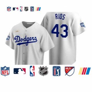 Brooklyn Dodgers #43 Edwin Rios White 2020 World Series Champions Cooperstown Collection Jersey