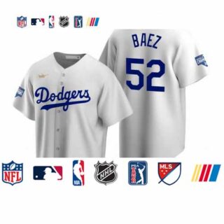 Brooklyn Dodgers #52 Pedro Baez White 2020 World Series Champions Cooperstown Collection Jersey
