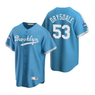 Brooklyn Dodgers #53 Don Drysdale Light Blue 2020 World Series Champions Cooperstown Collection Jersey