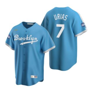 Brooklyn Dodgers #7 Julio Urias Light Blue 2020 World Series Champions Cooperstown Collection Jersey