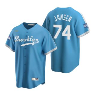 Brooklyn Dodgers #74 Kenley Jansen Light Blue 2020 World Series Champions Cooperstown Collection Jersey