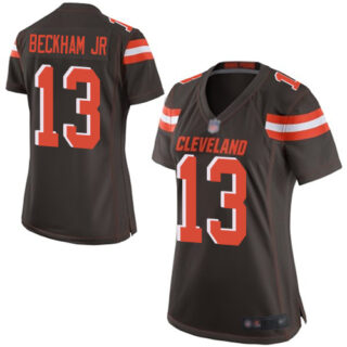 Browns #13 Odell Beckham Jr Brown Team Color Women's Stitched Football New Elite Jersey