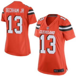 Browns #13 Odell Beckham Jr Orange Alternate Women's Stitched Football New Elite Jersey