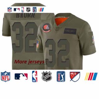 Browns #32 Jim Brown Camo Youth Stitched Football Limited 2019 Salute to Service Jersey