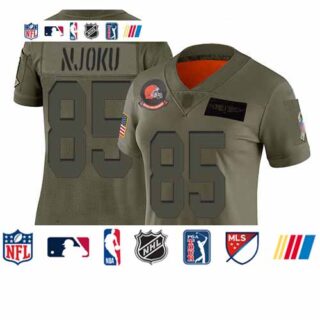 Browns #85 David Njoku Camo Women's Stitched Football Limited 2019 Salute to Service Jersey